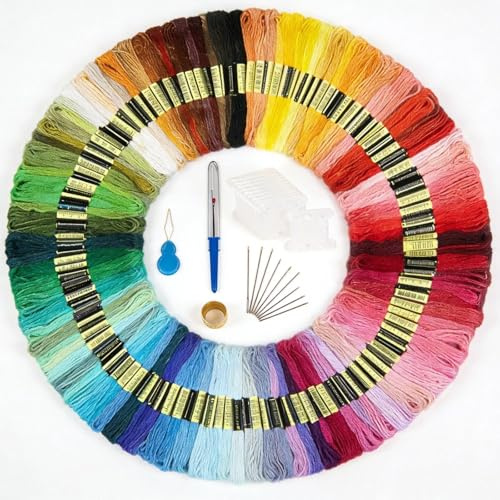 HSUYUN Fil Broderie, Assortiment de 150 Couleurs de Fil a Broder, Kit Broderie, Convient Aux Amateurs de Loisirs Manuels pour la Couture Artisanale et le Bricolage