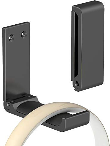 Yocice Headphone Stand Hanger,Headset Holder Mount,Aluminum Hook with Strong Adhesive Tape for Headphones (H03-Black-1PCS)
