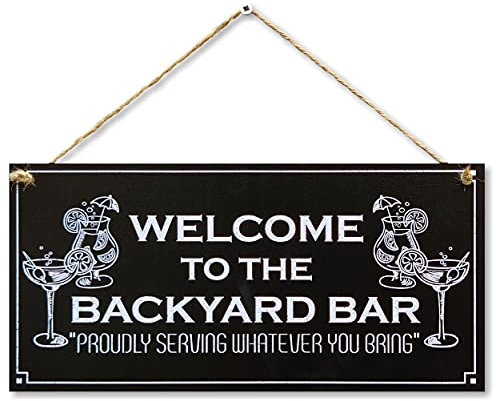 CARISPIBET Welcome to the backyard bar | home decorative signs outdoor signs porch decorative plaques kitchen signs 6 x 12