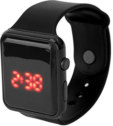 Fockety Digitale Kinderuhr, 4 Farboptionen, LED-Bildschirm, Kinderarmbanduhr, Digitalanzeige, Sport-Digitaluhren, elektrische LED-Uhren für viele Outdoor-Aktivitäten, Laufen, Reisen(Schwarz)