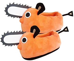 icewalker Pochita Pantoufles en peluche pour adultes Pantoufles d'hiver chaudes et douces pour la maison, orange