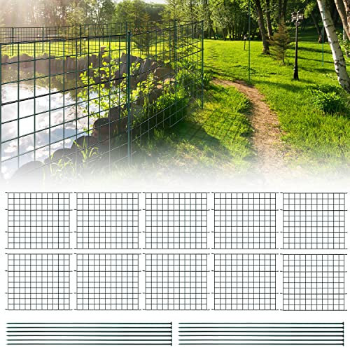 Jopassy Recinzione per Stagno in Metallo - 10 Elementi e 12 Barre di Fissaggio - Beccuccio per Cuccioli, Recinzione da Giardino per Cani, Dritte