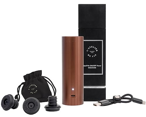 L'atelier Du Vin Gard'Vin Elektrisk Vinflaska Vakuumpump - Lyxigt Vin Sommelier Tillbehör Tar bort Luft och hjälper till att bevara fina viner, inkluderar 3 ventiltätare Vinprovning Tillverkad i