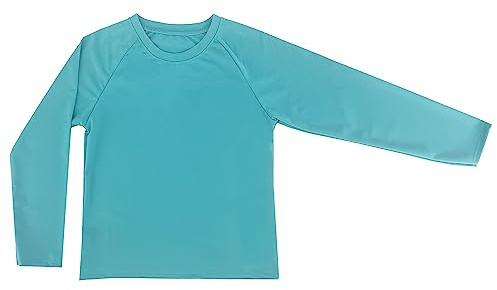 Maglietta di Protezione Solare UV Bambini/e a Maniche Lunghe Costume da Bagno Surf Nuoto Immersione Spiaggia (cod. 6016) (10 Anni, Turchese)