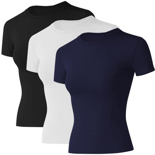 Loovoo Woman Basics Womens Clothing Female Tee Underscrub Stretchy Undershirt Cotton Muscle Small Solid Petite Armor Shirts