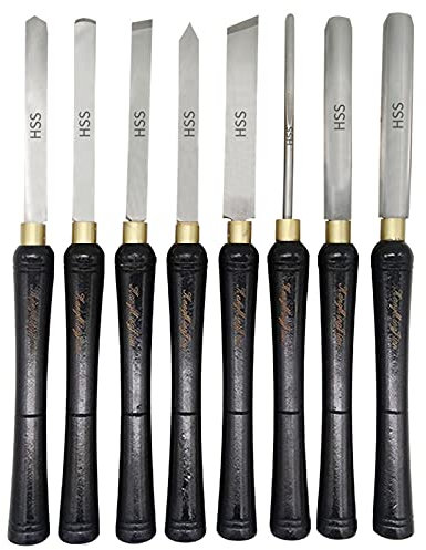 YAOBAO 8 Stück HSS Drechselmesser Set Holz Drechselwerkzeug Schnitzwerkzeuge,Drechseleisen Drehmeißel,Holzdrehmaschinen Meißel Set Für Profis Oder Bastler Mit Holzkiste