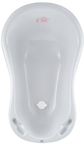 Hylat Baby Friends Gris Baignoire Bébé avec bouchon - Certificat TÜV Rheinland - stable et confortable, idéale pour nouveau-nés et bébés jusqu'à 12 mois - Bain Bebe Enfant - Collection Lite