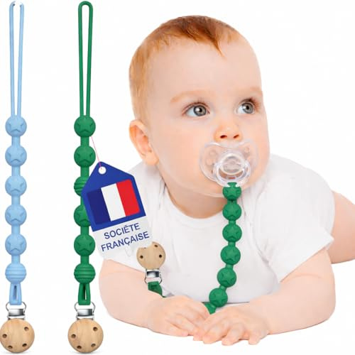 Attache Tetine ( 2 Couleurs ) Attache Sucette [Société Française]