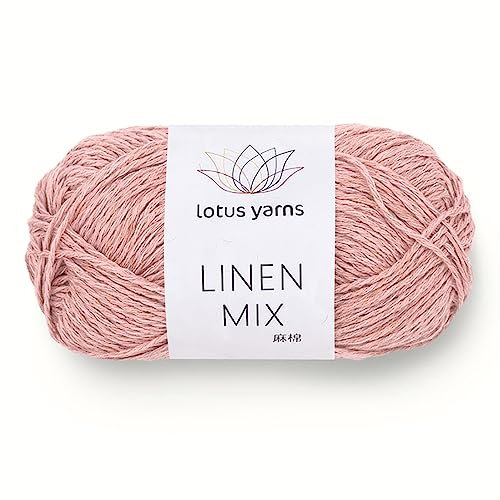 Garn, Häkelgarn, Baumwolle, Wollknäuel, Leinengarn, Leinenmischung, 19 % Leinen, 44 % Baumwolle, 37 % Viskose, weiches Mischgarn for Stricken und Häkeln von Oberteilen, Westen, Sommergarn, Gewicht 50