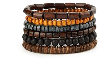 Conjunto de pulseras góticas ajustables estilo tribal retro punk, con cuentas de oración, trenzadas, multicapa, de encaje, joyería grunge, 8mm, Madera