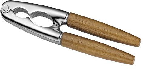 cilio Cascanueces Noci | Metal cromado, mangos de madera | Cascanueces para avellanas, nueces y más | Superficie interior acanalada para un agarre seguro | Cascanueces