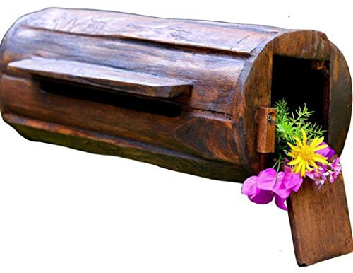 ZLSNOBLE Cilindro di Legno Lunga Cassetta delle Lettere All'aperto Villa Antipioggia Decorazione Creativa per Il Tempo Libero Bar