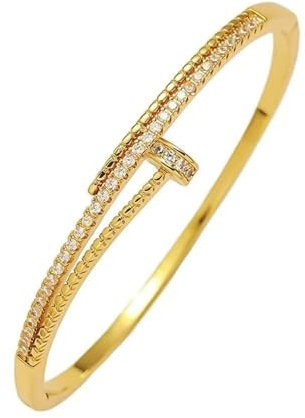 SIXDUTON Armreif Armband mit Zirkonia Damen, 14K Gold Glitzer Armband Verstellbares Freundschaftsarmbänder Schmuck Geschenk für Frauen Mädchen Ehefrau Mutter (Gold)
