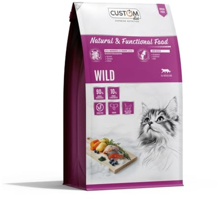 CUSTOM DIET Pienso para Gatos Wild Grain Free, Salmón y Pollo, 2 Kg, Cachorros y Adultos, Sin Cereales, Alto en Proteína