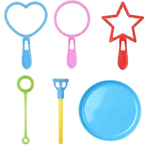 6 Pcs Bubble Wands Multipack, Assorted Colours Bubble Kit | Bubbles for outdoor toys games, Suitable for garden parties and beaches
