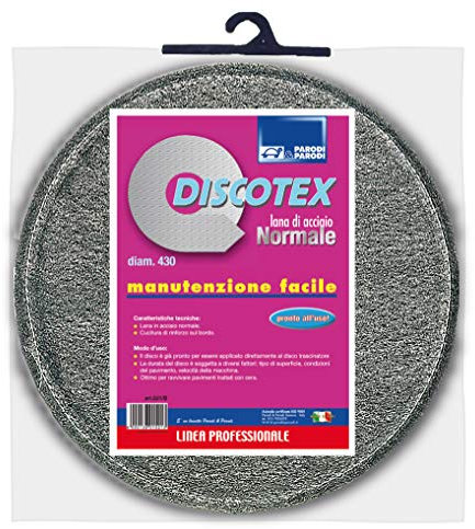 Parodi&Parodi Discotex Normal, Bodenbeläge mit Verstärkung am Bord, Stahlwolle Durchm. 430mm vorbereitet für Kinnscheibe, 100% Made in Italy, Grau