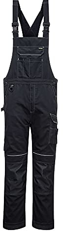 Portwest PW3 Arbeitslatzhose und Hosenträger, Farbe: Schwarz, Größe: XL, PW346BKRXL