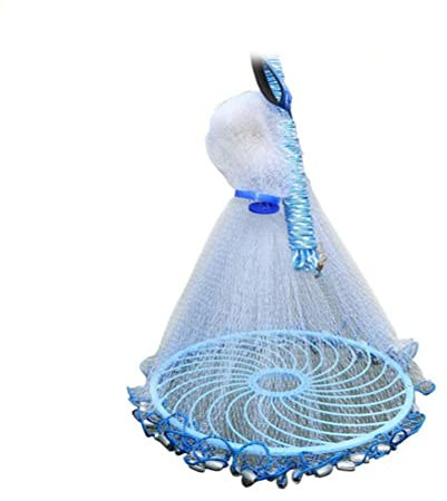 ifundom Gussnetze zum Angeln, Fischen, Gussnetz, Köderfisch, Wurfnetz, Salzwasser, Süßwasser Fangnetz, Aluminiumring, Monofilament (Farbe zufällig)