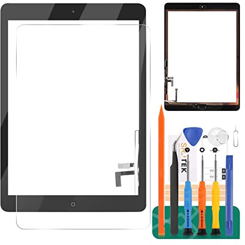 Sostituzione per iPad 9.7 2017 Touch Screen Sensore digitalizzatore di quinta generazione Pannello touch screen compatibile con A1822 con pulsante Home(nessun LCD non sostitutivo per iPad Air1)(nero)