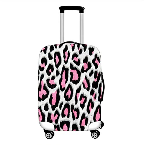 Hixingo Elastisch Kofferhülle Kofferschutzhülle, 3D Leopardenmuster Koffer Schutzhülle Staubdichte Reisekoffer Hülle Trolley Case Schutzhülle Reisegepäckabdeckung (Weiß,XL (30-32 Zoll))
