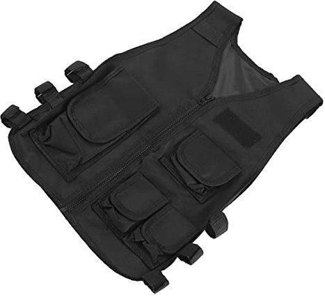 HEEPDD Schießweste für, Verstellbar, Schwarz, Sicherheitsweste für, Training, Militärweste, 4 Kleine Taschen, Atmungsaktiv, Zum Wandern (L 45x54cm für 12 bis 36 Monate)