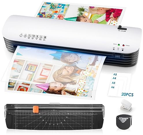A3 Laminator, Laminator Machine 13 Inch Cold and Thermal for A3/A4/A5/A6 with Paper Cutter and Corner Rounder,Laminating Machine for Home Office School,20 Pouches Included,Fast Warm Up