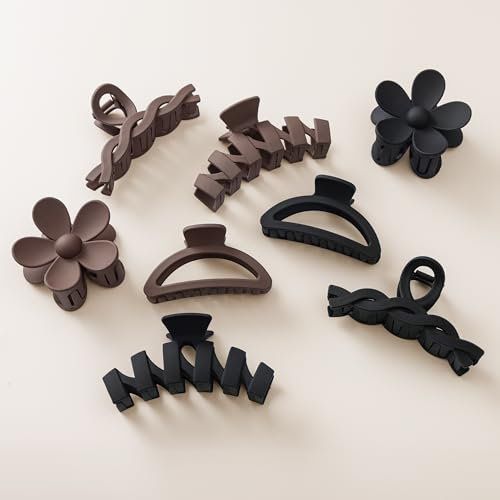 HBselect 8 Stk. Haarklammer Haarspangen Hairclips Blume Kralle Clips für dickes Haar, rutschfeste Haarzubehör mit Multi-Styles, neutrale Farben Haarklaue Clips und Variety Pack, ideal für Mädchen