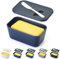 ReaNea Beurrier avec couvercle pour étagère de comptoir et de porte de réfrigérateur, porte-beurre en plastique, récipient à plateau avec couteau à beurre, lavable au lave-vaisselle