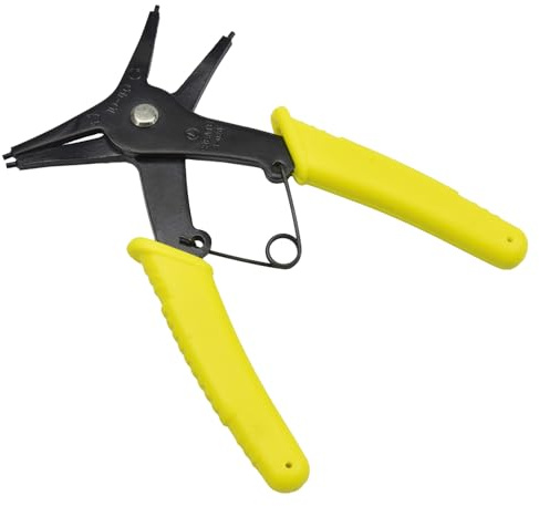 2 in 1 Snap Ring Pliers, Dual-purpose Retaining Ring Plier C-clip Plier for 10mm-40mm, Diameter Snap Ring Multifunctional Installation and Removal Tool (Yellow)