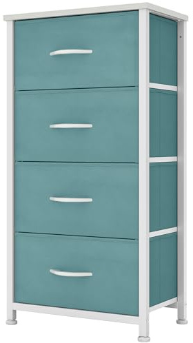 YITAHOME Commode, 4 Tiroirs en Tissu Commode Chambre Meuble de Rangement, Cadre en Métal,pour Chambre à Coucher, Salon,Vert