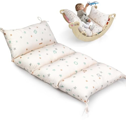 BlueWood Cushion for Climbing Arch, Montessori Philosophy Soft and Non-Slip Pillow for Kids, Pikler Cushion for Reading, Playing, Games, Parties (Pearl)