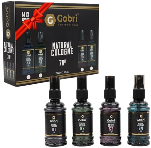 Gabri Professional Aftershave Cologne Gift Set for Men – 4x75ml Natural Cologne Mix, Eau de Cologne Spray, Long-Lasting Fragrance for Barbers, Travel, and Daily Use