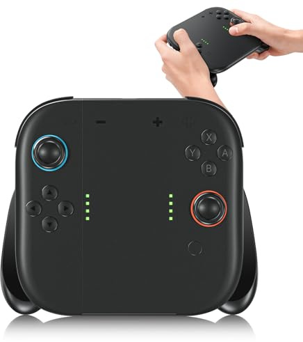 BRONAL Switch 2 Controller Grip – 2000mAh Rechargeable Battery, Play & Charge While Gaming, Magnetic Lock, LED Indicator, Fast USB-C Charging