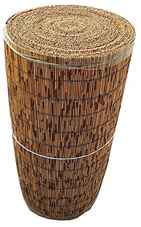 Rollo de valla de bambú – Estera de sombra de caña de bambú para terraza y cortinas, diseño de borde encuadernado para una fácil instalación