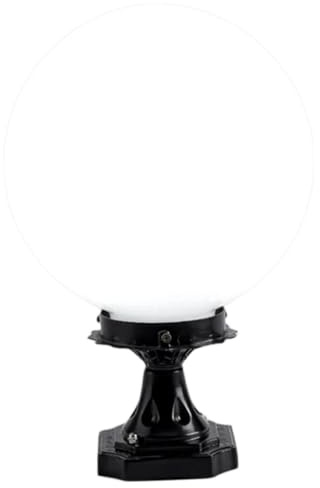 Ciieeo Luminaria Esférica para Postes de Luz Exteriores Pantalla de Acrílico de 20 CM Base de Aluminio Cuadrada Farola para Jardín y Patio Iluminación Eléctrica para Exteriores