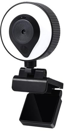 EBAYTV Cámara Web, Cámara Web portátil Full HD 1080P 2K 4K for PC, portátil, cámara Web con Enfoque automático, transmisión en Vivo, Flexible con micrófono, transmisión en Vivo con luz(1080P FF)