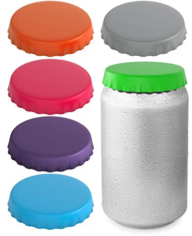 Silicone Soda Can Lids Covers Fits Standard Soda Cans (6 Pack, Assorted)