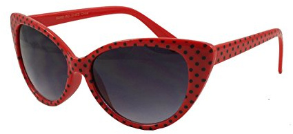Boolavard Clear Black Lens Classic Sunglasses - Style Unisex Shades UV400 Protective Mens Ladies (Cat Eye - Red Black-Dots)