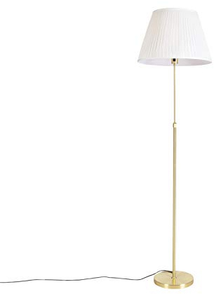 Qazqa parte fl - Lampada da terra con paralume Rustico - 1 luce - Ø 450 mm - Crema - Rustico - Soggiorno I Camera da letto I Sala da Pranzo I Cucina