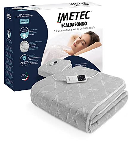 Imetec Scaldasonno Adapto, Einzelbett-Wärmeunterbett, 150x80 cm, schnelle Erwärmung, konstante und personalisierbare Temperatur, hypoallergenes gestepptes Gewebe, Made In Italy, Steuerung mit 6 Temp.