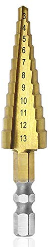 Saipor 3-13mm Stufenbohrer Cutter Titanbeschichteter Stufen Bohrer HSS 6,35mm Sechskantschaft Stufenbohrer Elektrowerkzeuge für Holz, Kunststoff