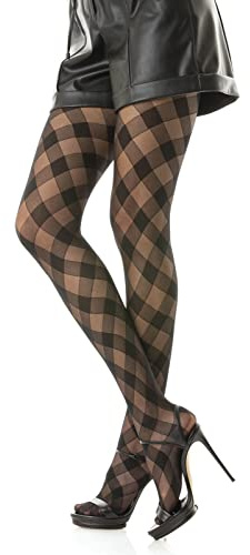 Gi&Gi Calze Collant Donna con Motivo Geometrico, Nero, Design a Rete, per Abbigliamento Elegante
