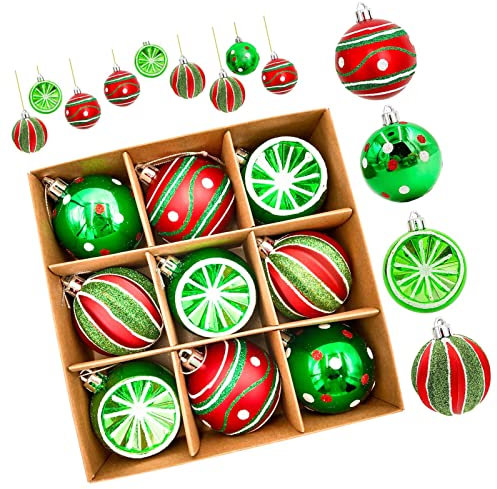 Weihnachtsbaumkugeln,Christbaumkugeln groß,Christbaumkugeln Kunststoff mit Hirsch Thema Rot,Plastik Ornament Weihnachten,Weihnachtsschmuck Größen