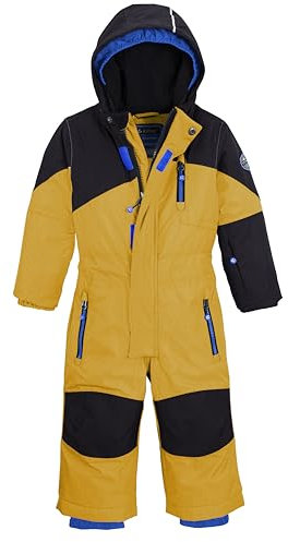 Killtec Kesley Mini Skioverall/Schneeanzug mit Kapuze und Schneefang, gebranntes gelb, 98/104