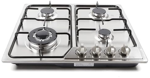 Placa De Cocina De Gas 4 Luces De Acero Inoxidable Empotrable, Placa De Cocina Empotrable Para Gas Natural, Propano, Encendido Eléctrico