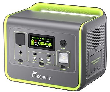 FOSSiBOT F800 Tragbare Powerstation, 512Wh Solar Generator mit LiFePO4, 800W (Surge 1600W) AC Ausgänge/Sinuswellen 230V, 1,5 Stunden Schnellladung, PD 100W Notstromaggregat für Camping/Wohnmobile