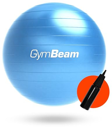 GymBeam Fit Ball 65 cm, Palla Fitness per Migliorare Stabilità, Equilibrio e Postura, Ideale Palla Pilates per Alleviare Mal di Schiena, con Pompa Inclusa (Blu Brillante)