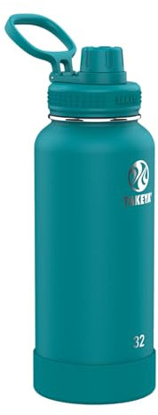Takeya Actives 32 oz Vacuum Insulated Stainless Steel Water Bottle with Spout Lid, Premium Quality, Mystic Blue