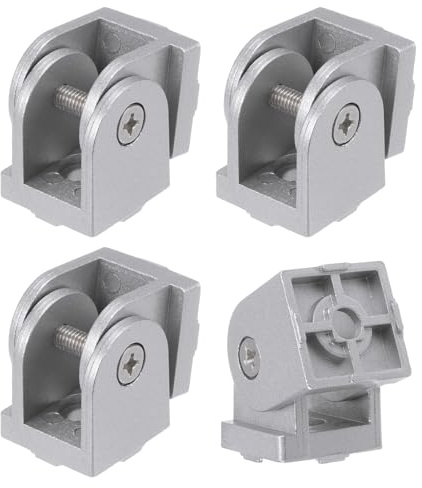 sourcing map 4Pcs Die-Cast Aluminum Pivot Joint 180°Adjustable Flexible Pivot Joint Connector for 3030 Series Aluminum Extrusion Profile, Aperture 8mm, Silver Tone