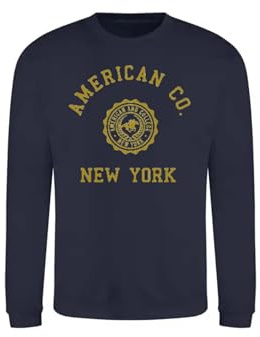 AMERICAN COLLEGE USA Tröja tröja med tryck varma kläder unisex barn pojkar och flickor casual modell ACSCRW4 Navy 10 år, Färg: blå, 10 �r